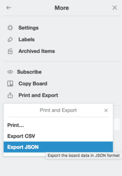 Export JSON from Trello