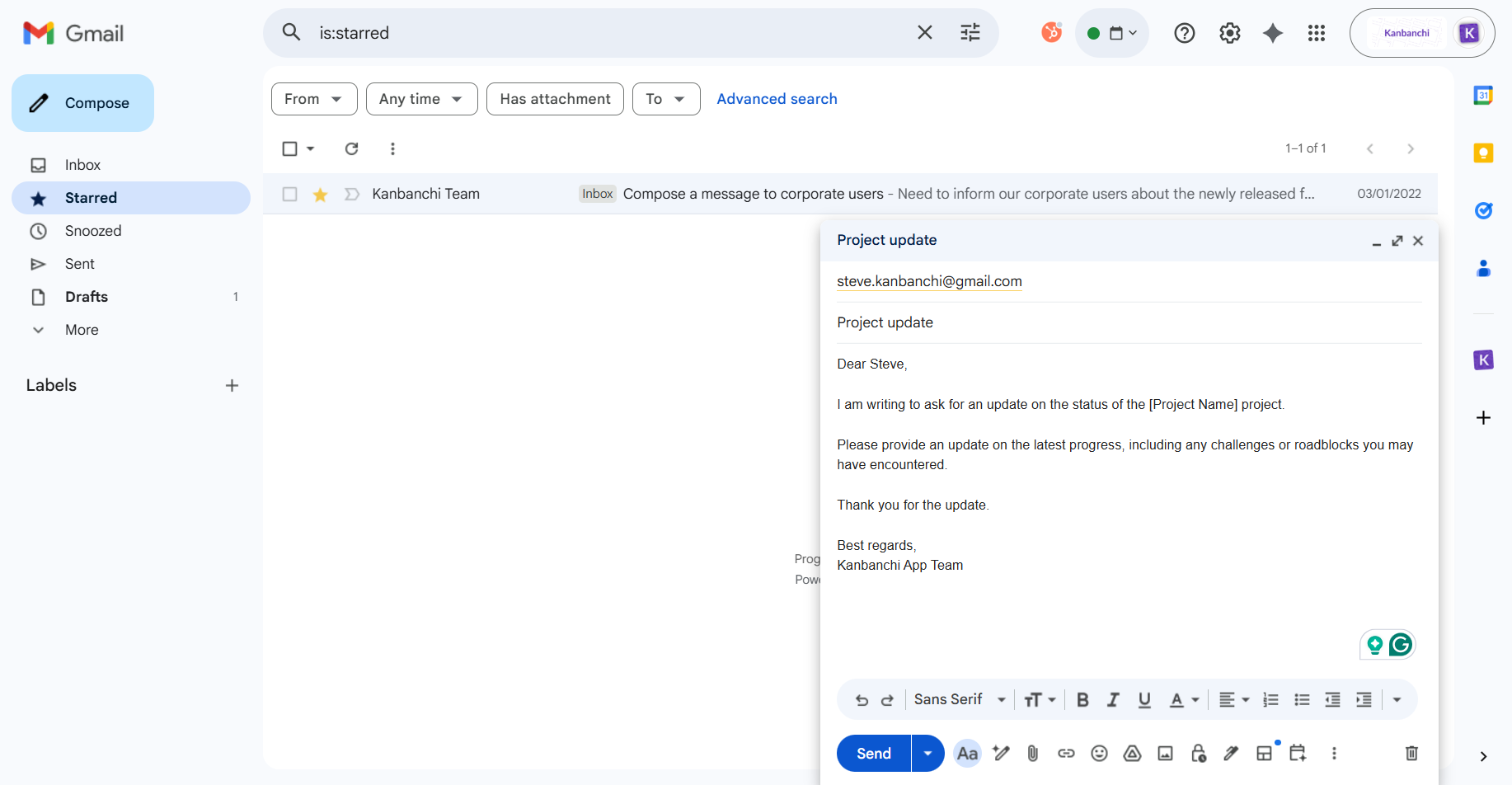 Gmail setup for project management