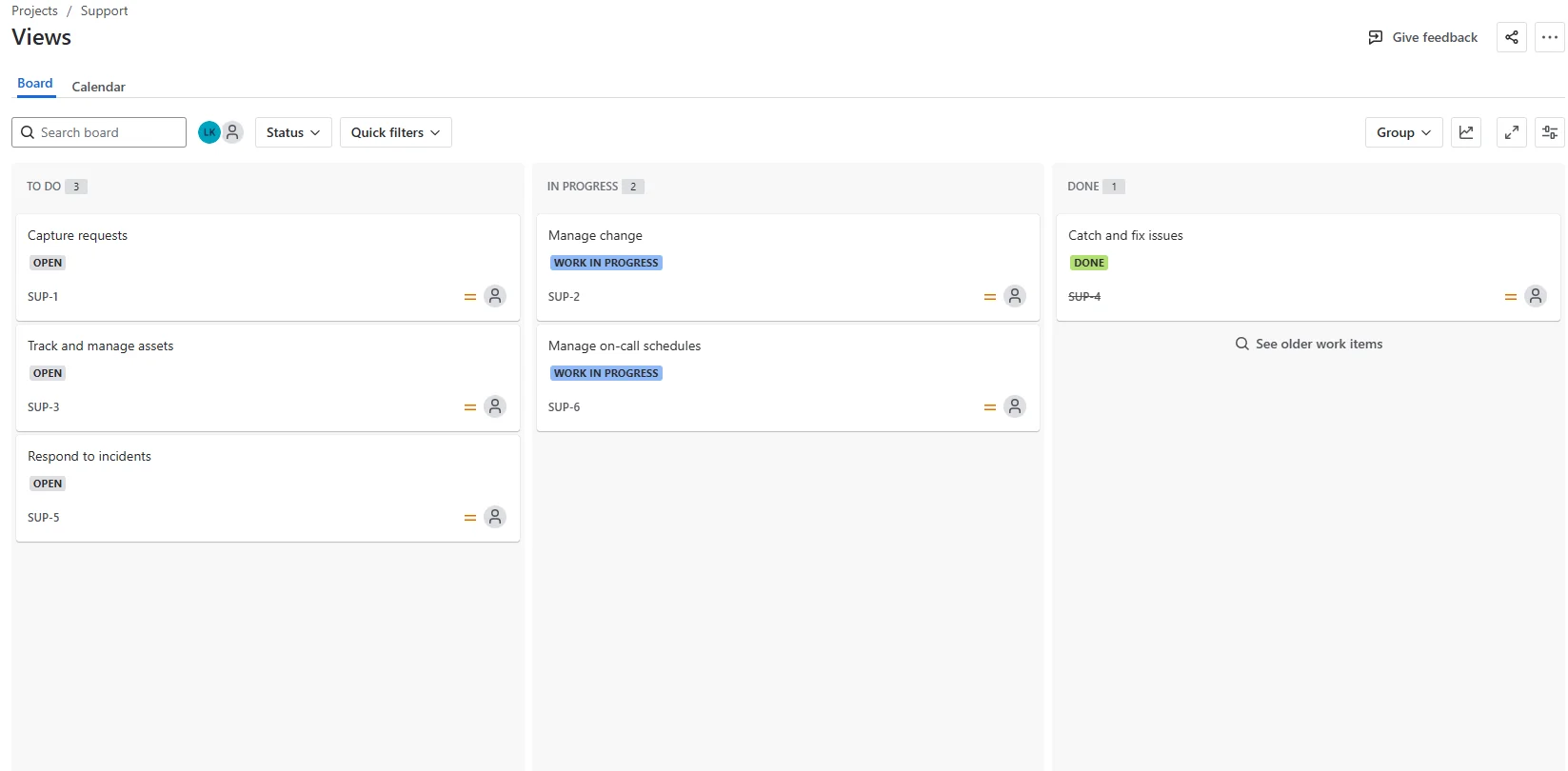 Jira Kanban board used for organizing a business model canvas