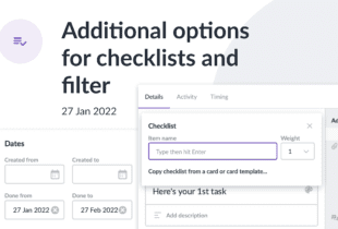 Additional options for checklists and filtering in Kanbanchi