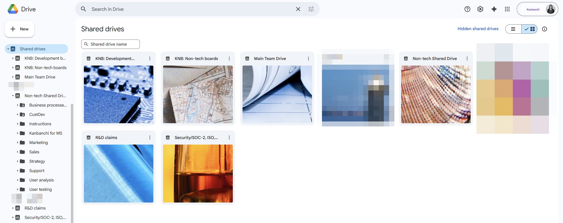 A screenshot of a highly structured Google Drive shared folder system, demonstrating the organized storage foundation required for Google project management apps
