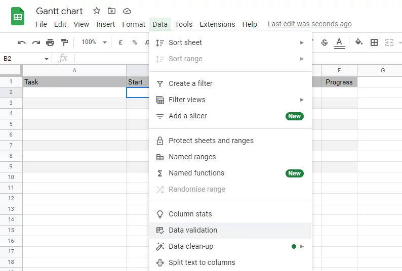 data validation, google sheets