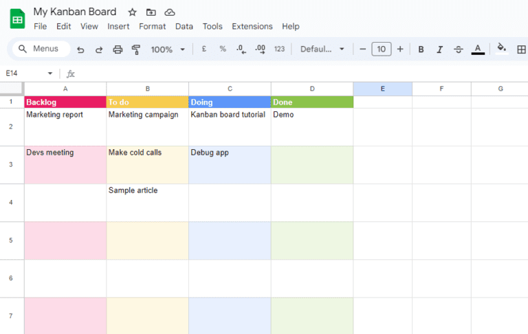 How to create a Kanban board in Google Sheets? - Kanbanchi