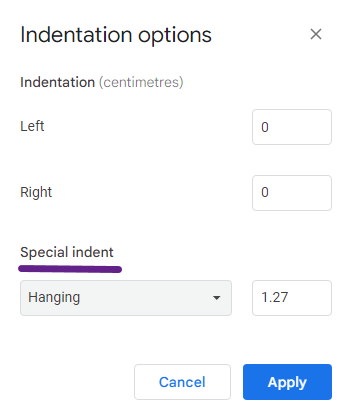 special-indent-hanging