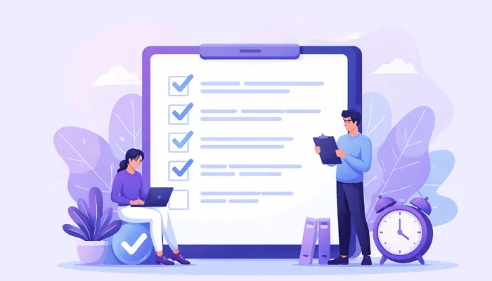 Team using a digital checklist for Google Workspace task management.
