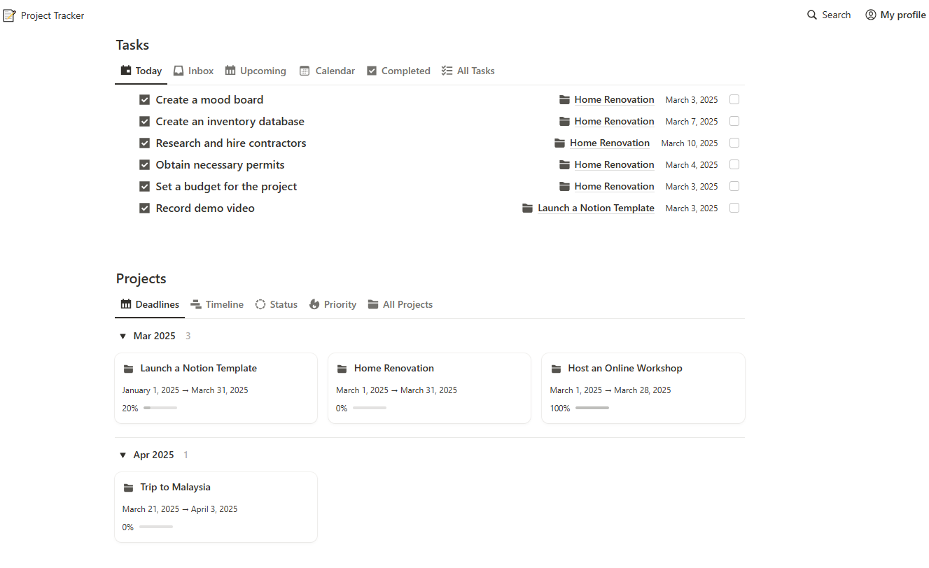 Notion Google project management tool