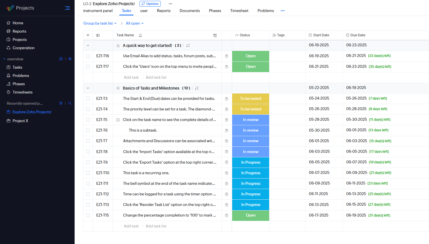 Zoho project management software for Google Suite