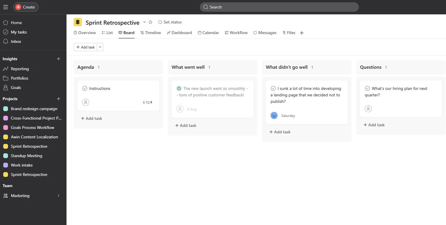 Asana Task and Project Management Asana project management dashboard