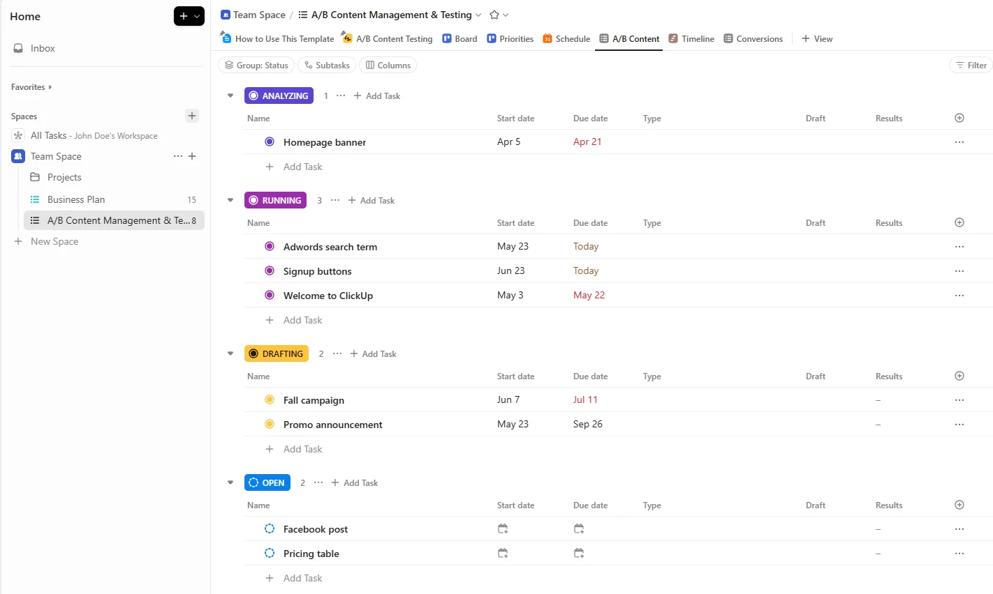 ClickUp Comprehensive Project Management ClickUp project management tool interface