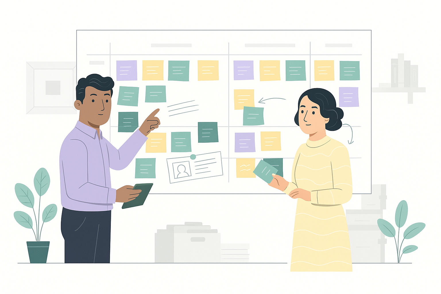 kanban board with people