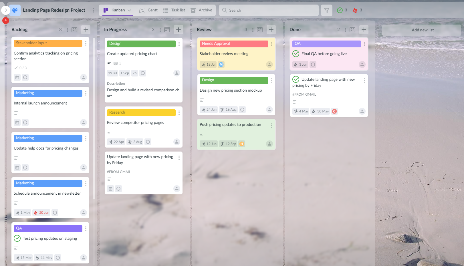Kanbanchi interface showing Kanban board and task tracking features Kanbanchi task management interface screenshot