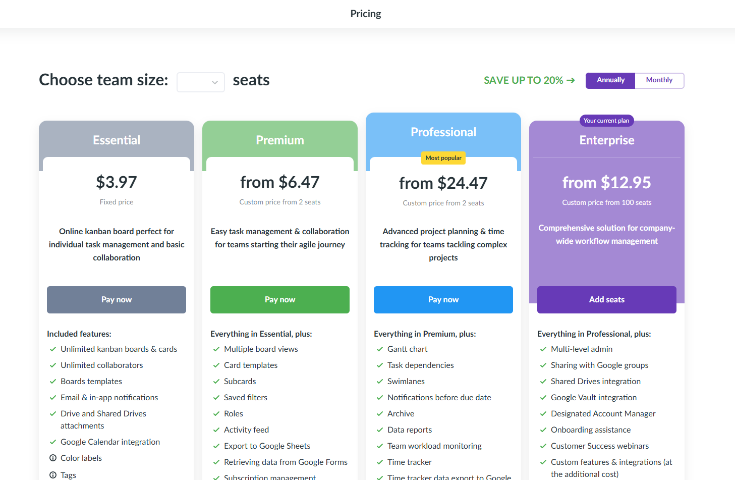 Pricing and scalability of Kanbanchi Kanbanchi pricing plan