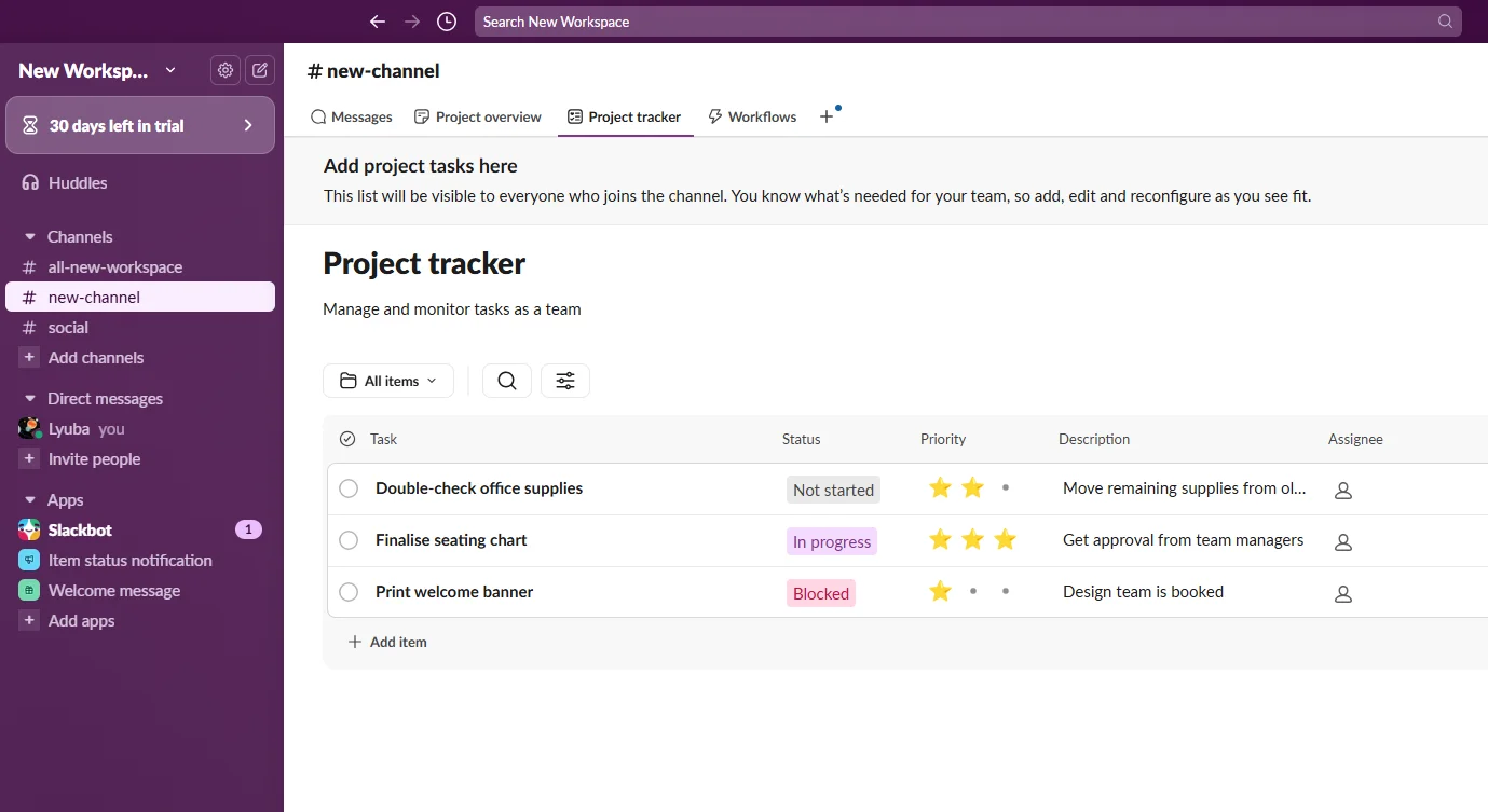 Slack Team Communication and Collaboration Slack team communication interface