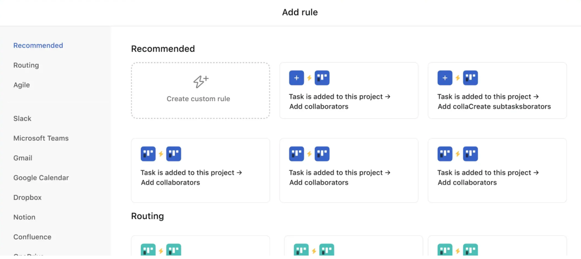 Asana is a frontrunner for broad automations, AI support, and its Custom Rules Builder