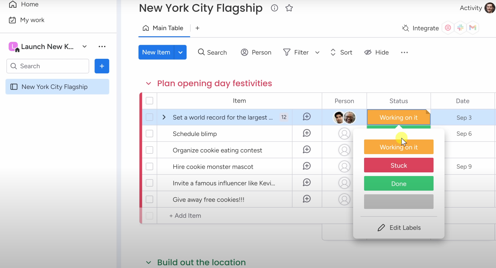 Monday.com dashboard with customizable templates and automation
