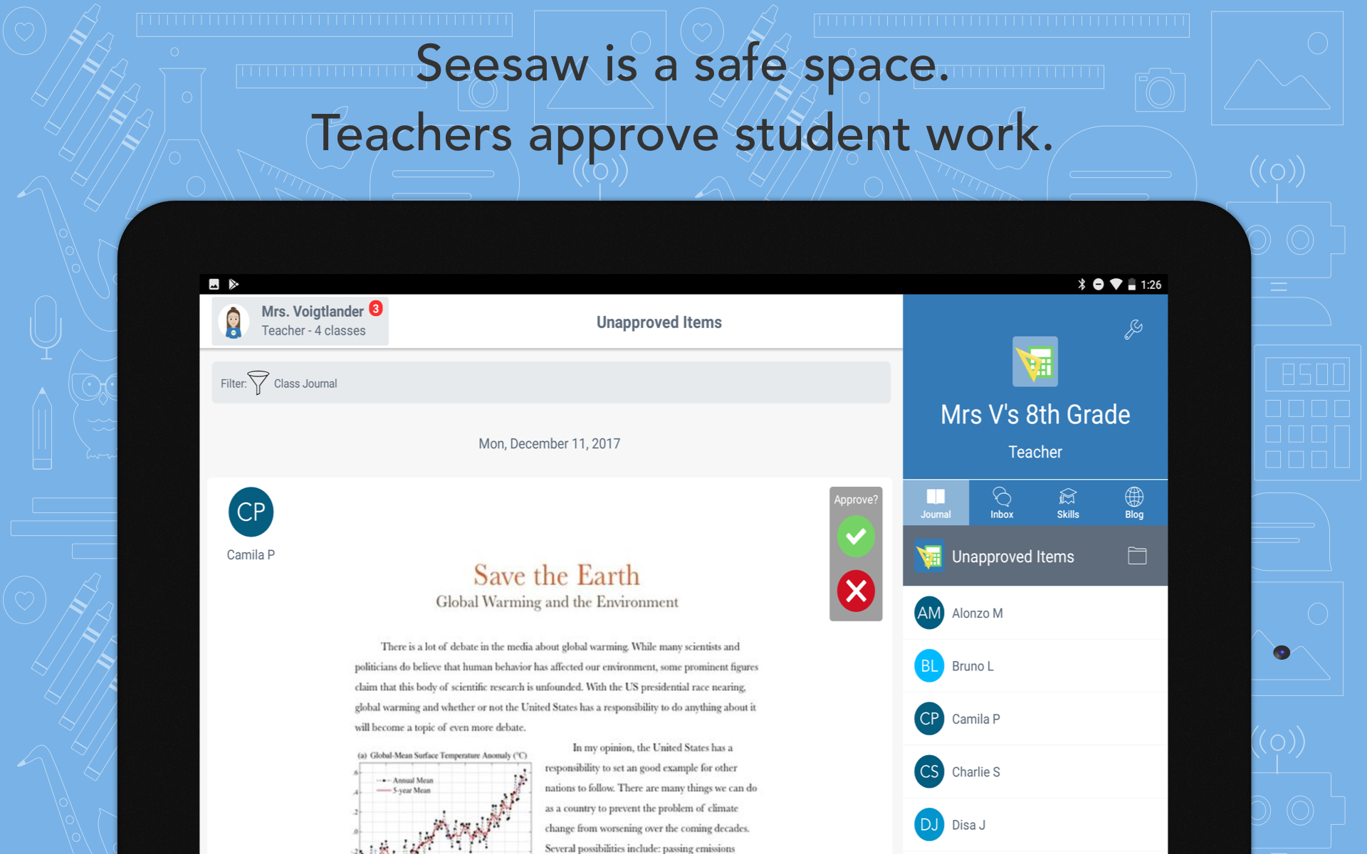 Seesaw promo materials showcasing the interface