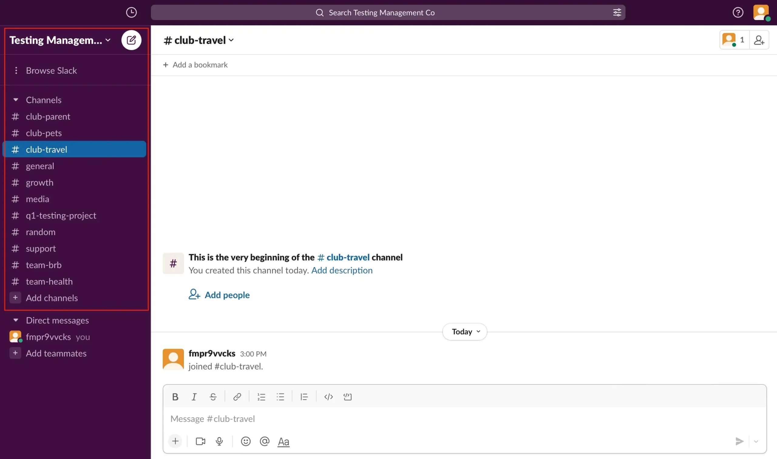 Slack interface