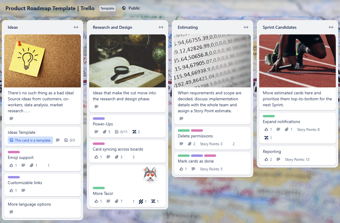 Trello project management dashboard