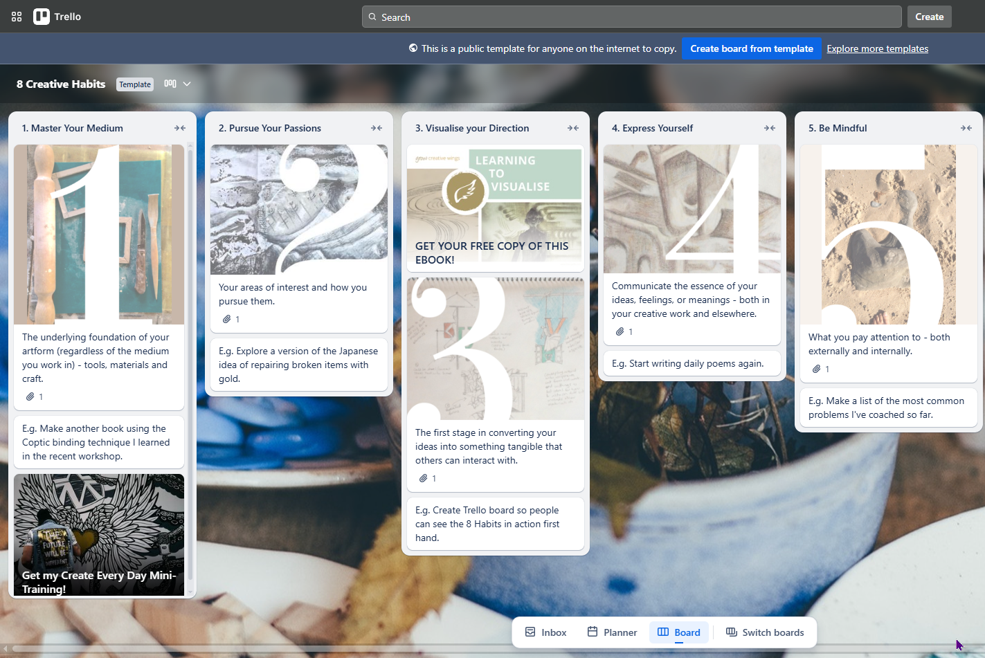 Trello Kanban board with tasks organized in lists
