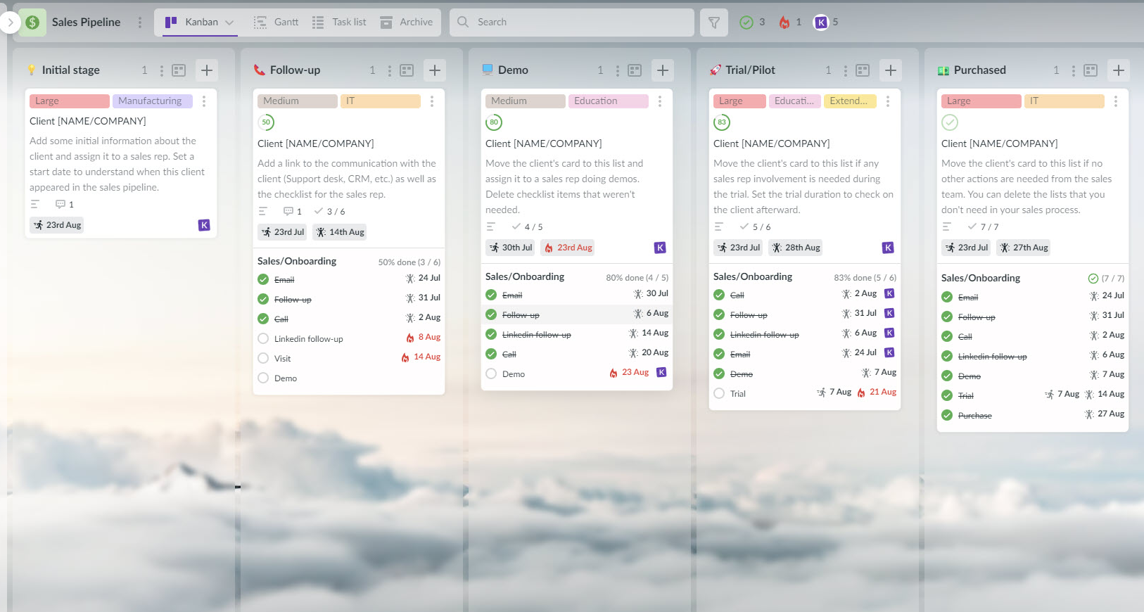 Kanbanchi project board with Google Workspace integration
