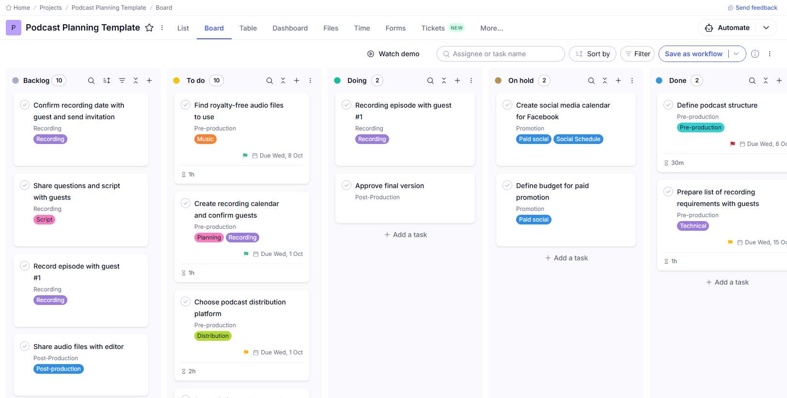 Teamwork project dashboard with tasks, time tracking, and billing tools