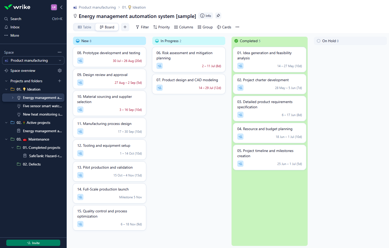 Wrike project dashboard with Gantt chart and workload tracking