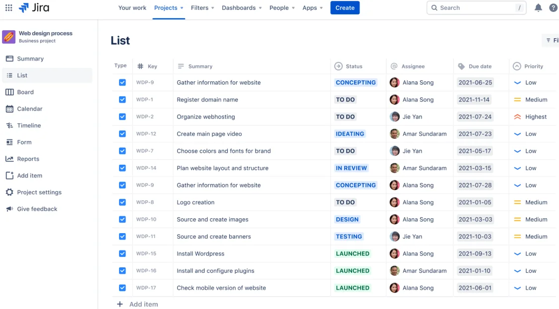 Jira’s Agile project management features as a Flow alternative Jira software showing Agile board for issue tracking