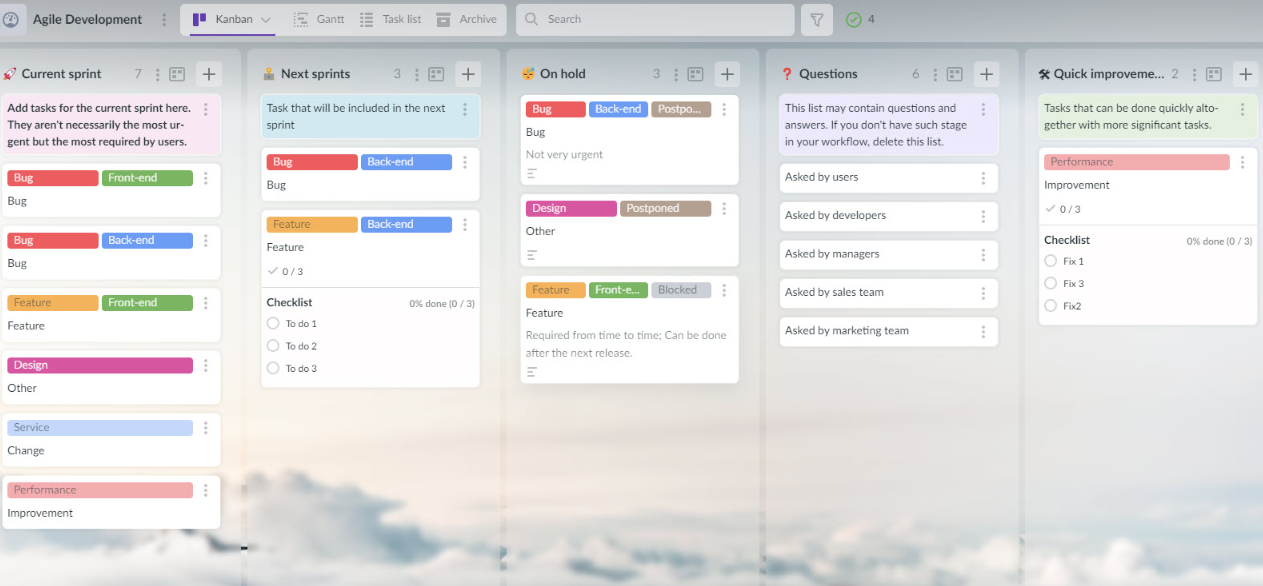 Kanbanchi Agile Project Management tool for Google Workspace Screenshot of Kanbanchi Agile project management tool interface with Kanban board in Google Workspace