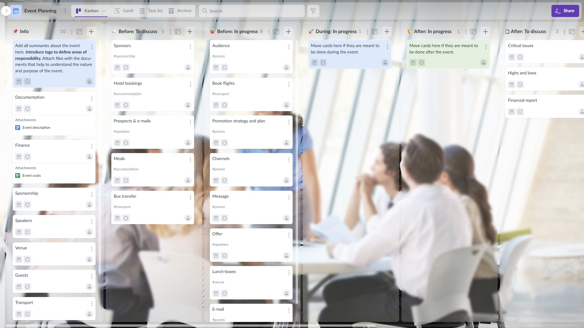 Kanbanchi event planning board