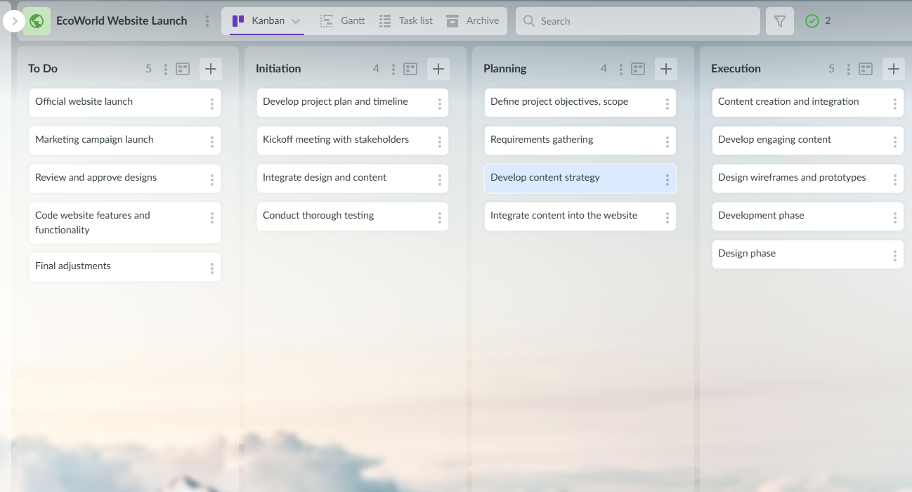 Example of a task list organized by daily, weekly, and monthly deliverables Project task list with priorities and deadlines in a digital workspace