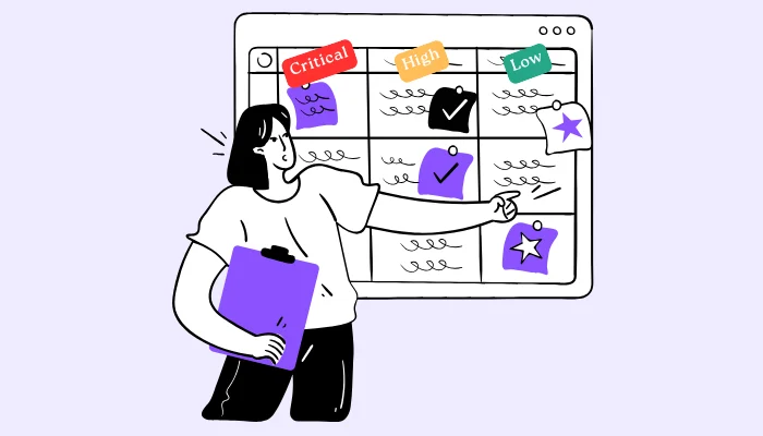 Task prioritization and structured workflows in project management Task prioritization in project management illustrated with workflow and priorities