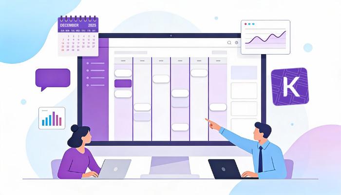 Project management software dashboard for a digital marketing agency