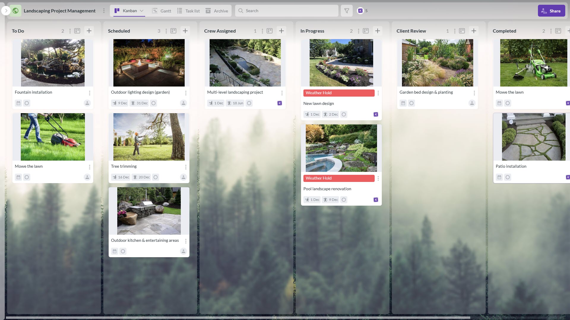 Kanbanchi project board interface