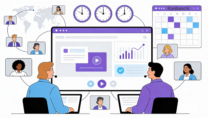 Remote sales team members working from different locations