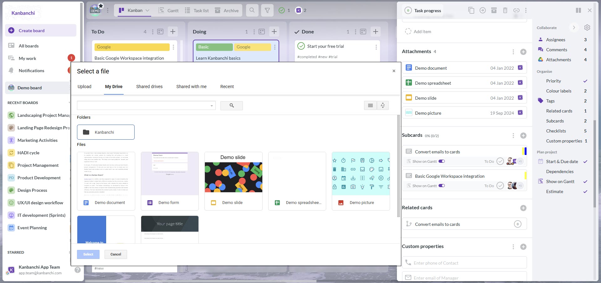 Attaching files directly from Google Drive