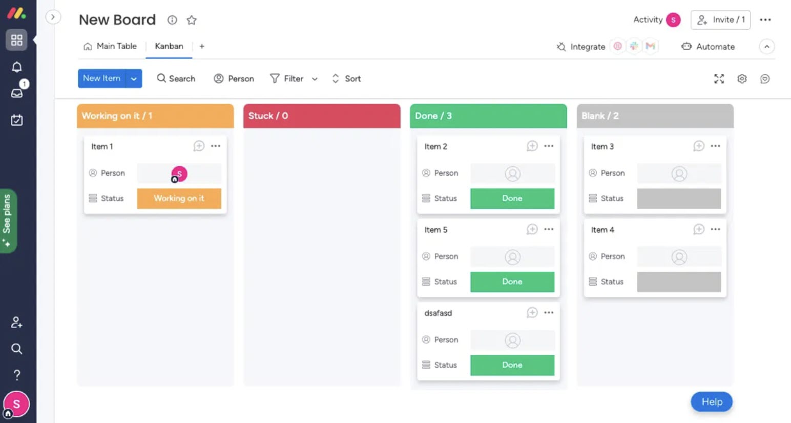 A colorful Monday.com interface showing a project board with custom status columns and timelines.