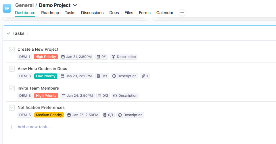 Screenshot of a Nifty project board for goal-oriented teams