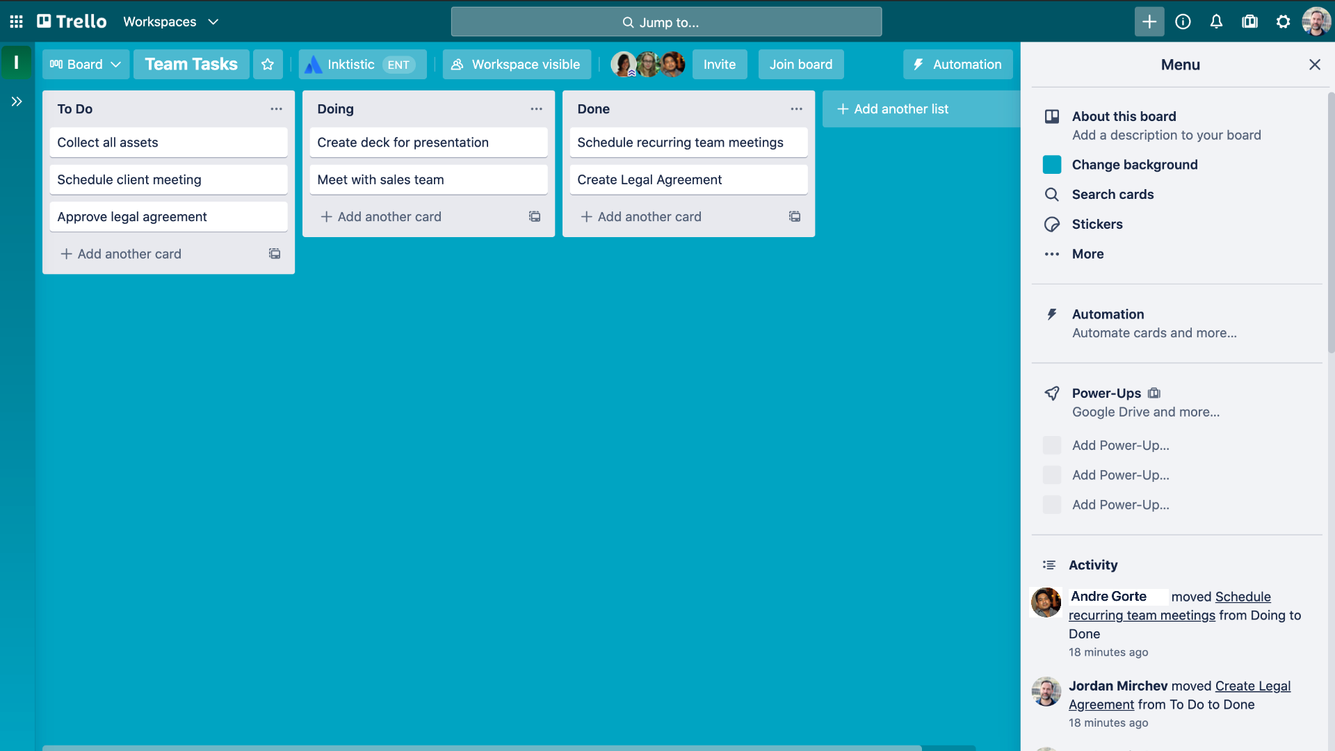 A screenshot of a Trello board with colorful cards and simple lists, showcasing its minimalist design.