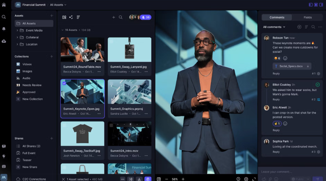 Frame.io Screenshot of Project Management Software for Video Production Frame.io interface screenshot showcasing project management software for video production.
