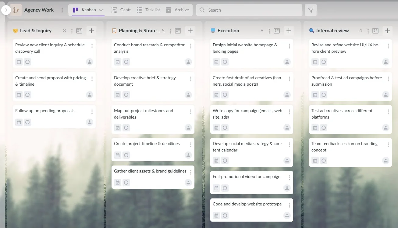 Kanbanchi Best Creative Workflow Management Software for Google Workspace Teams Kanbanchi project board inside Google Drive showing a creative workflow with tasks, timelines, and team collaboration