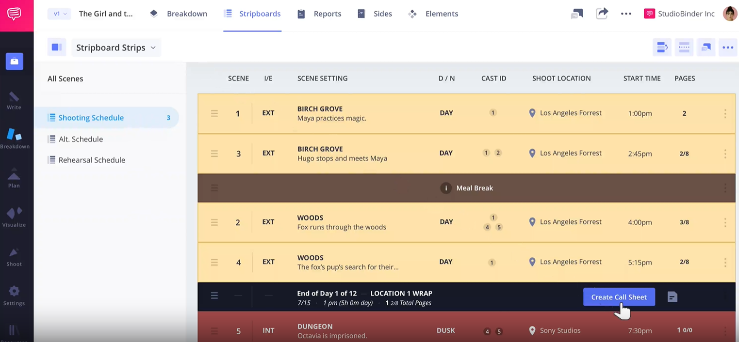 Project Management Software for Video Production – StudioBinder Board Screenshot Project Management Software for Video Production screenshot showing a StudioBinder board.