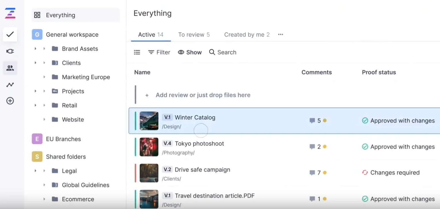 Ziflow Interface – Project Management Software for Video Production Screenshot Ziflow interface screenshot representing project management software for video production