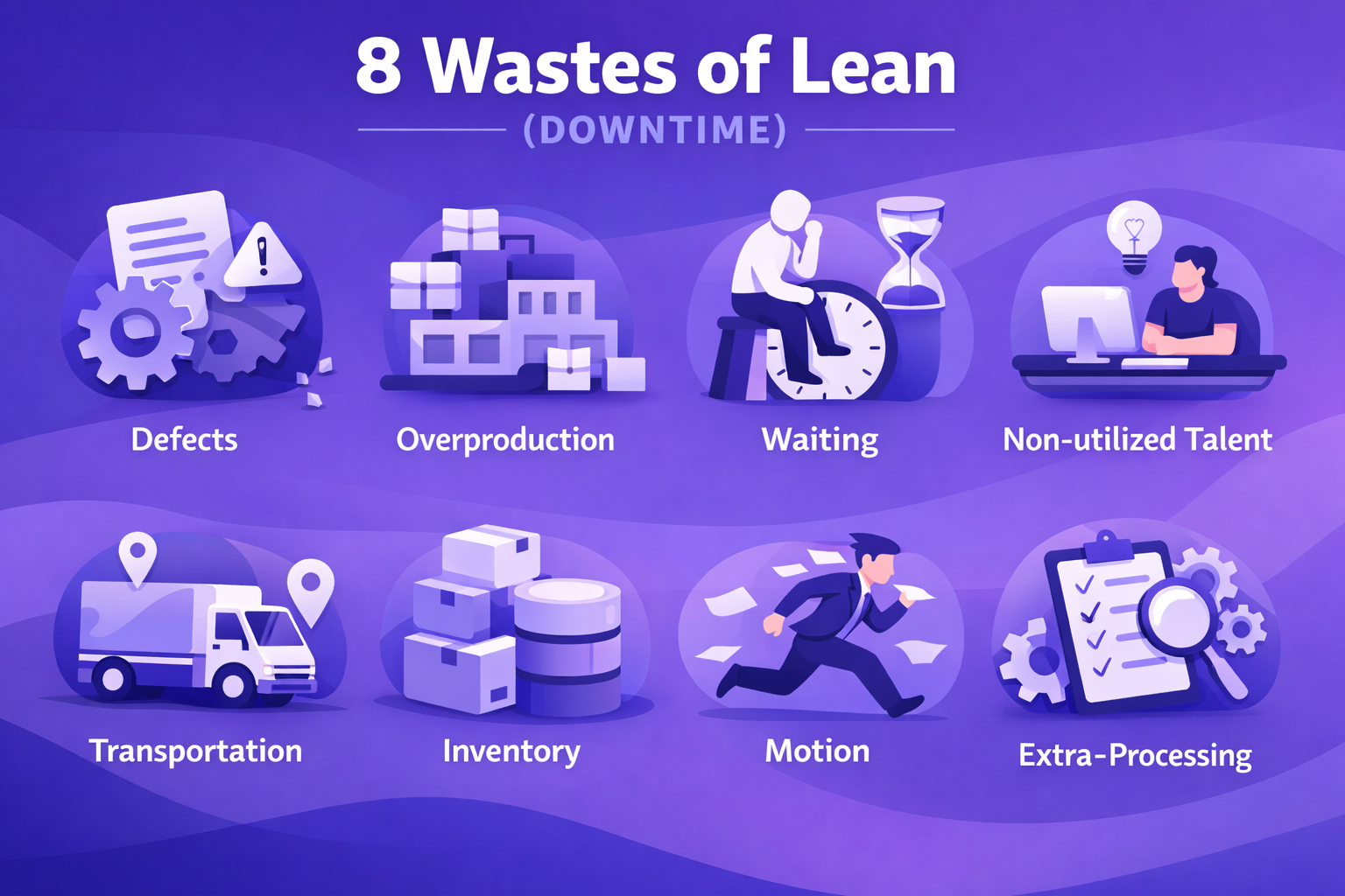 Eight wastes of Lean DOWNTIME diagram