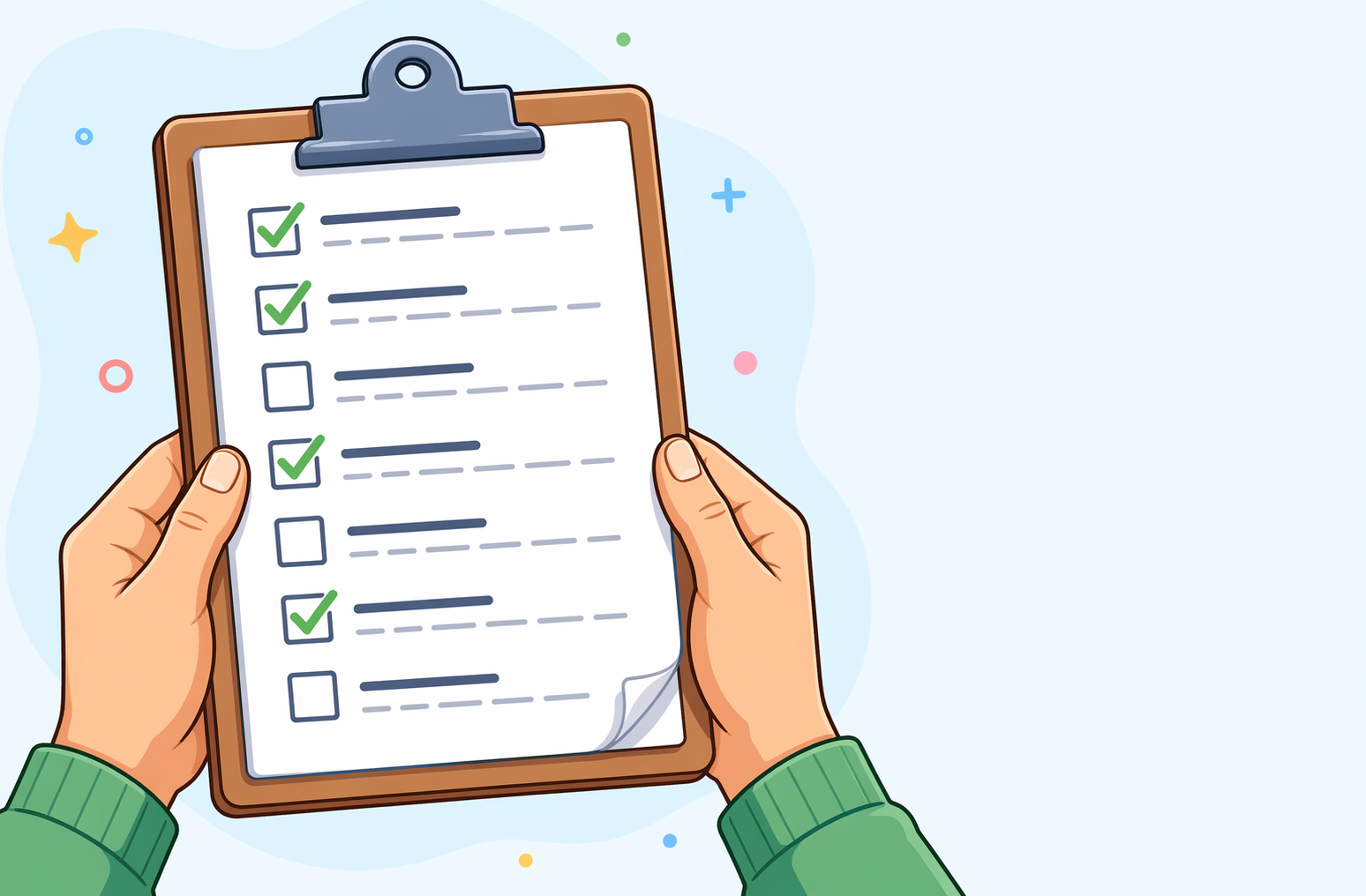 Checklist with some boxes marked as done
