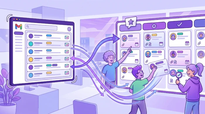 A digital illustration of how Gmail to task conversion works
