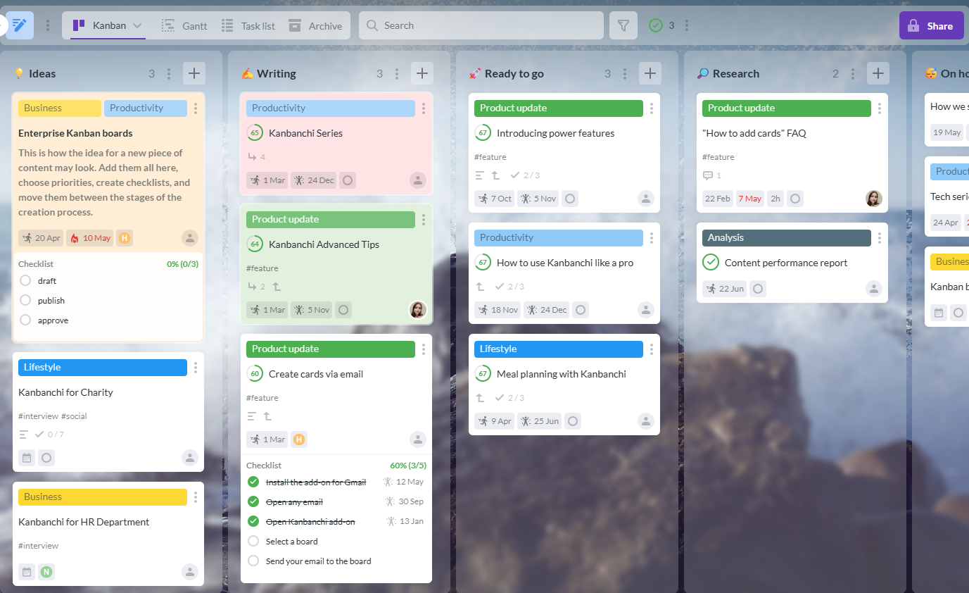 Kanbanchi project management project tracker showing task boards, timelines, assignees, deadlines, and project progress in a collaborative workspace.