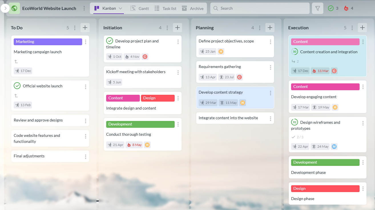 Kanbanchi Project Tracking Tools for Better Team Visibility Kanbanchi project board showing task status, due dates, owners, and blockers for improved visibility in project tracking tools