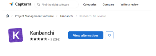 Capterra listing for Kanbanchi showing the product name and user rating.