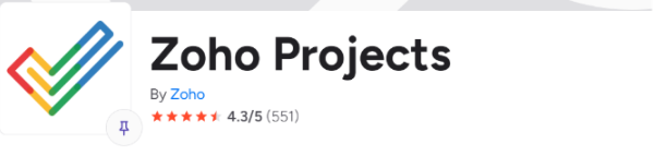 G2 product listing for Zoho Projects displaying the product name and user rating.