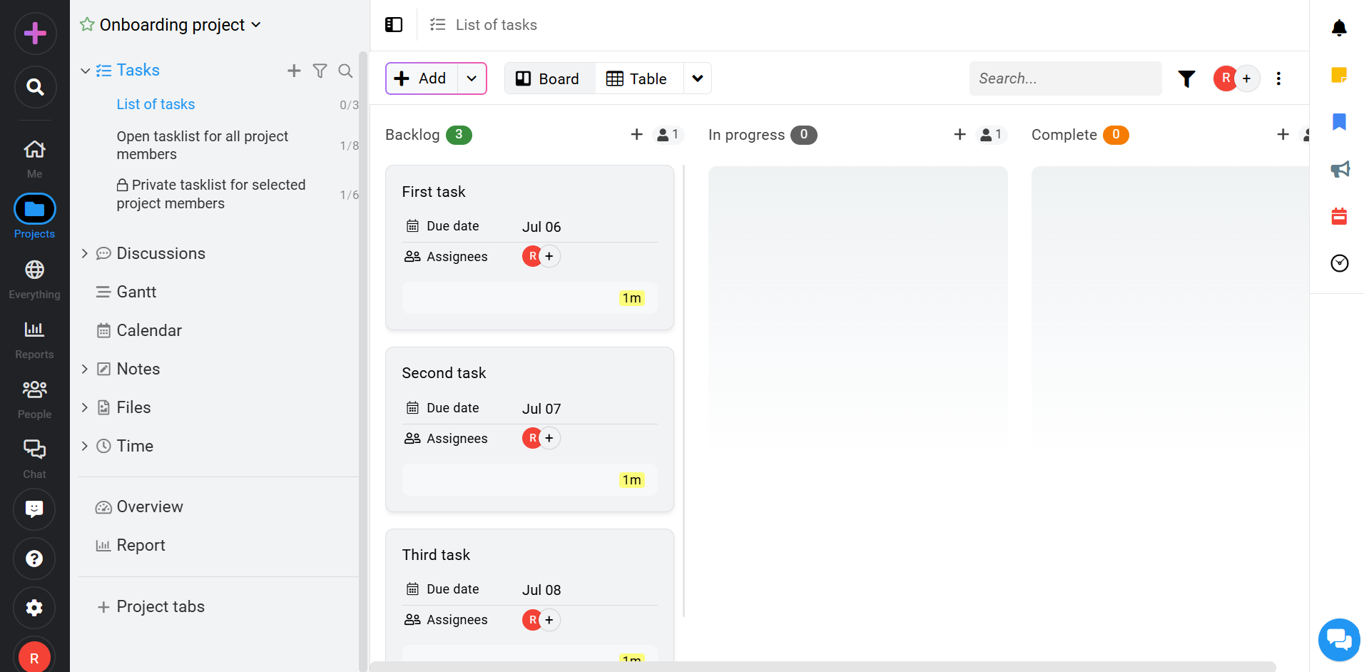 ProofHub project management interface with task lists, project navigation, and team collaboration tools in the Kanbanchi vs ProofHub comparison.